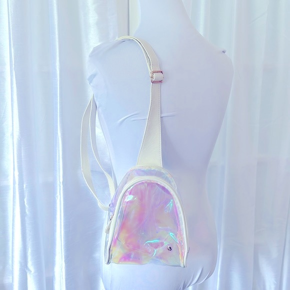 Mini Sling See Through Backpack- Iridescent - Picture 10 of 11
